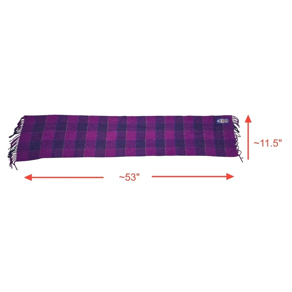 Vintage Tie Rack Scarf Purple Plaid Lambswool Scotland Fringed Winter Classic